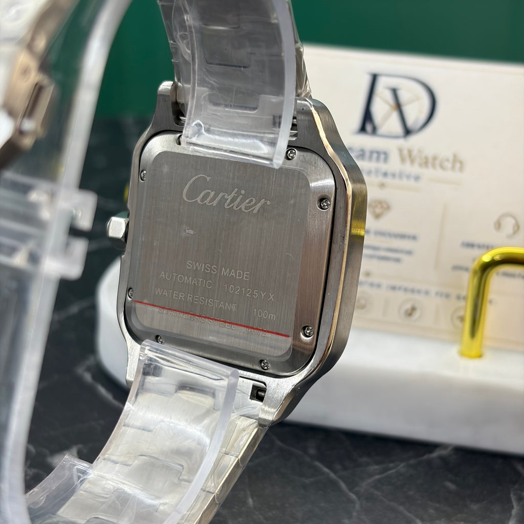 Cartier Santos 40mm – Ghiera Blu, Fondo blu