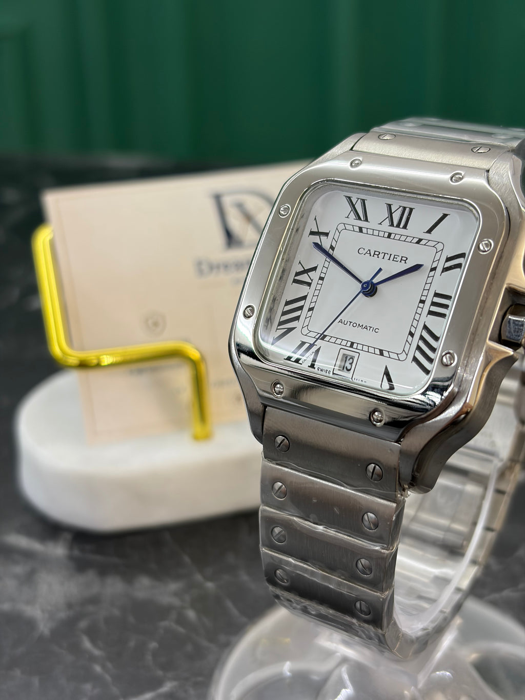 Cartier Santos 40mm – Full Acciaio, Fondo Bianco
