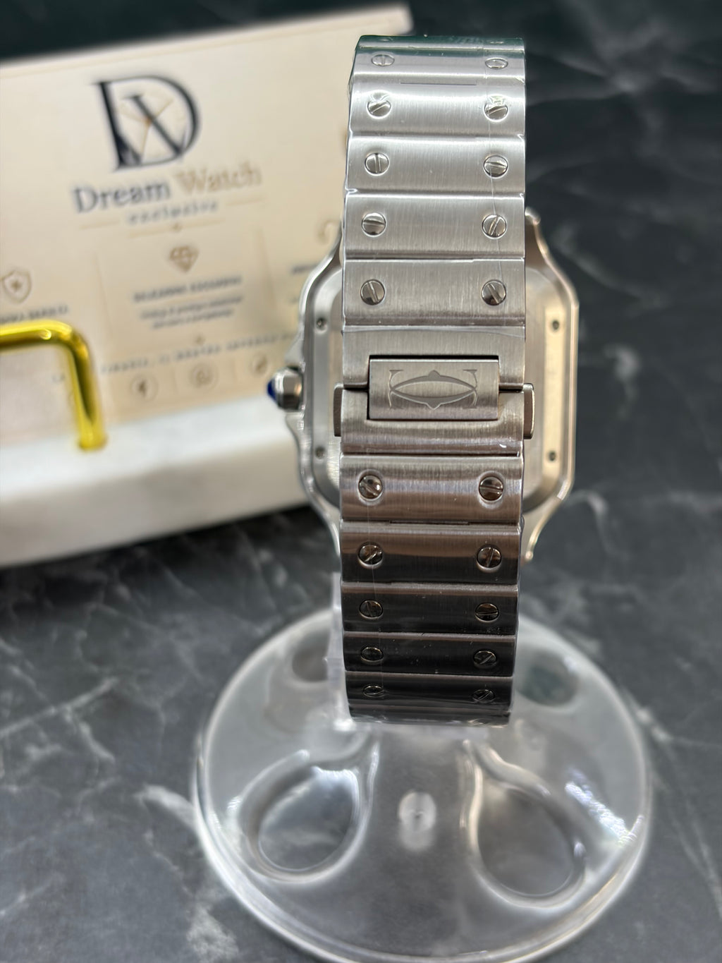 Cartier Santos 40mm – Ghiera Blu, Fondo Bianco