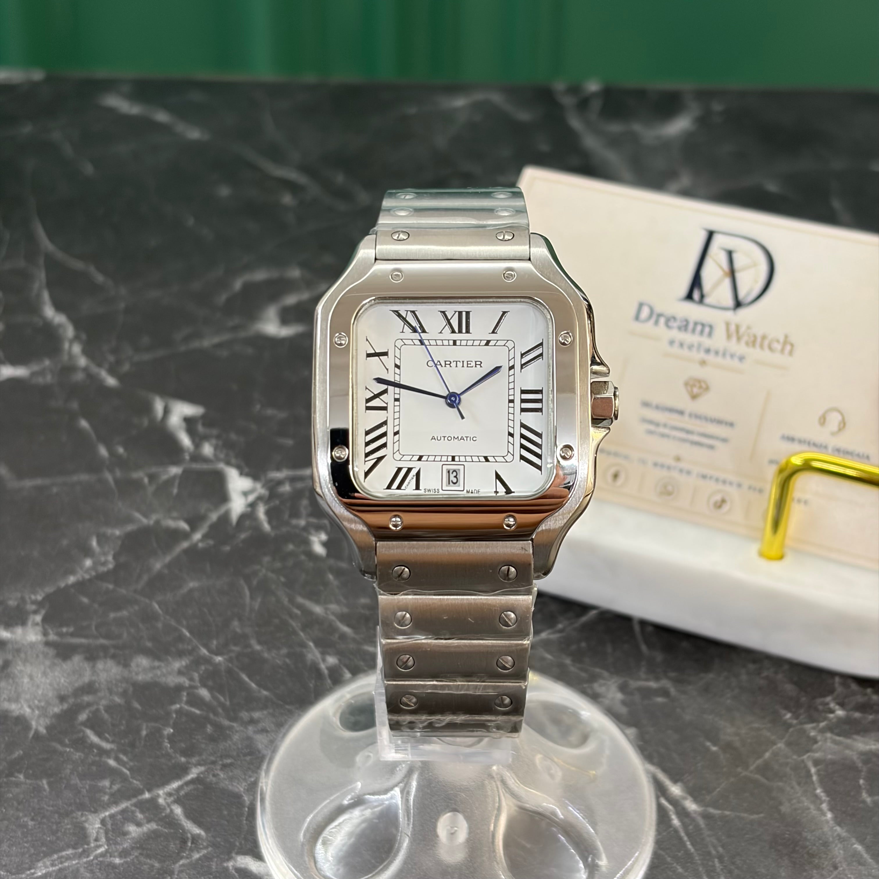 Cartier Santos 40mm – Full Acciaio, Fondo Bianco