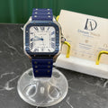 Cartier Santos 40mm – Ghiera Blu, Cinturino Caucciù Blu
